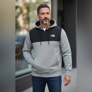 The North Face Men's Two-Tone Hoodie in Gray Black Size Medium NO DRAWSTRING
